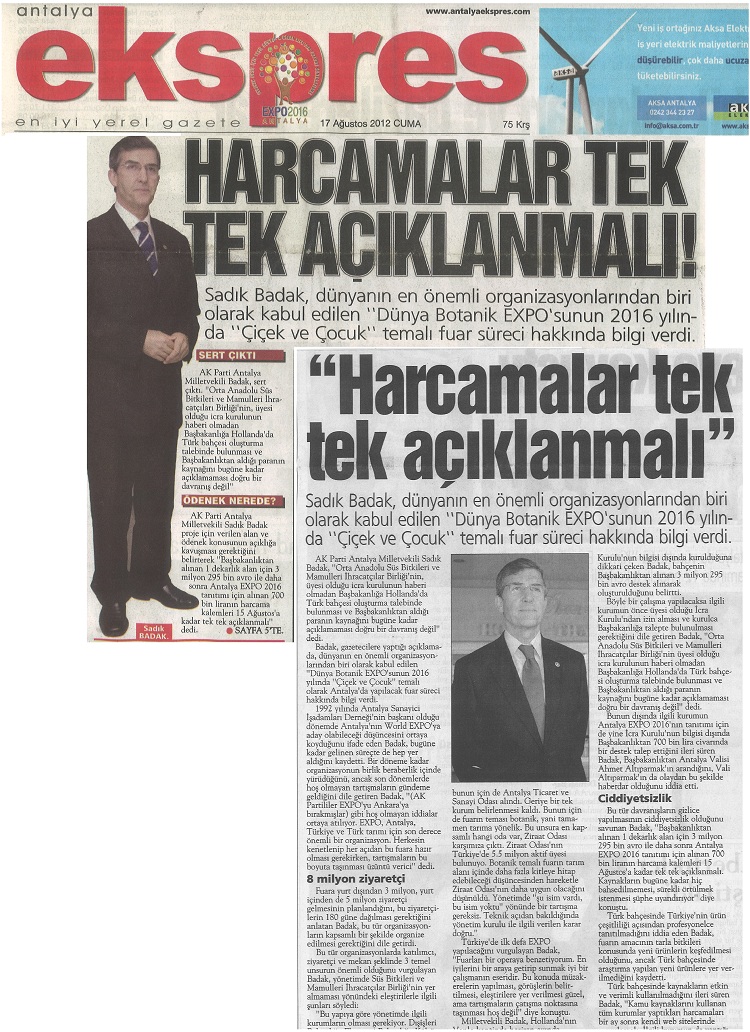 Ekspres - Harcamalar Tek Tek Açıklanmalı - 17 Ağustos 2012